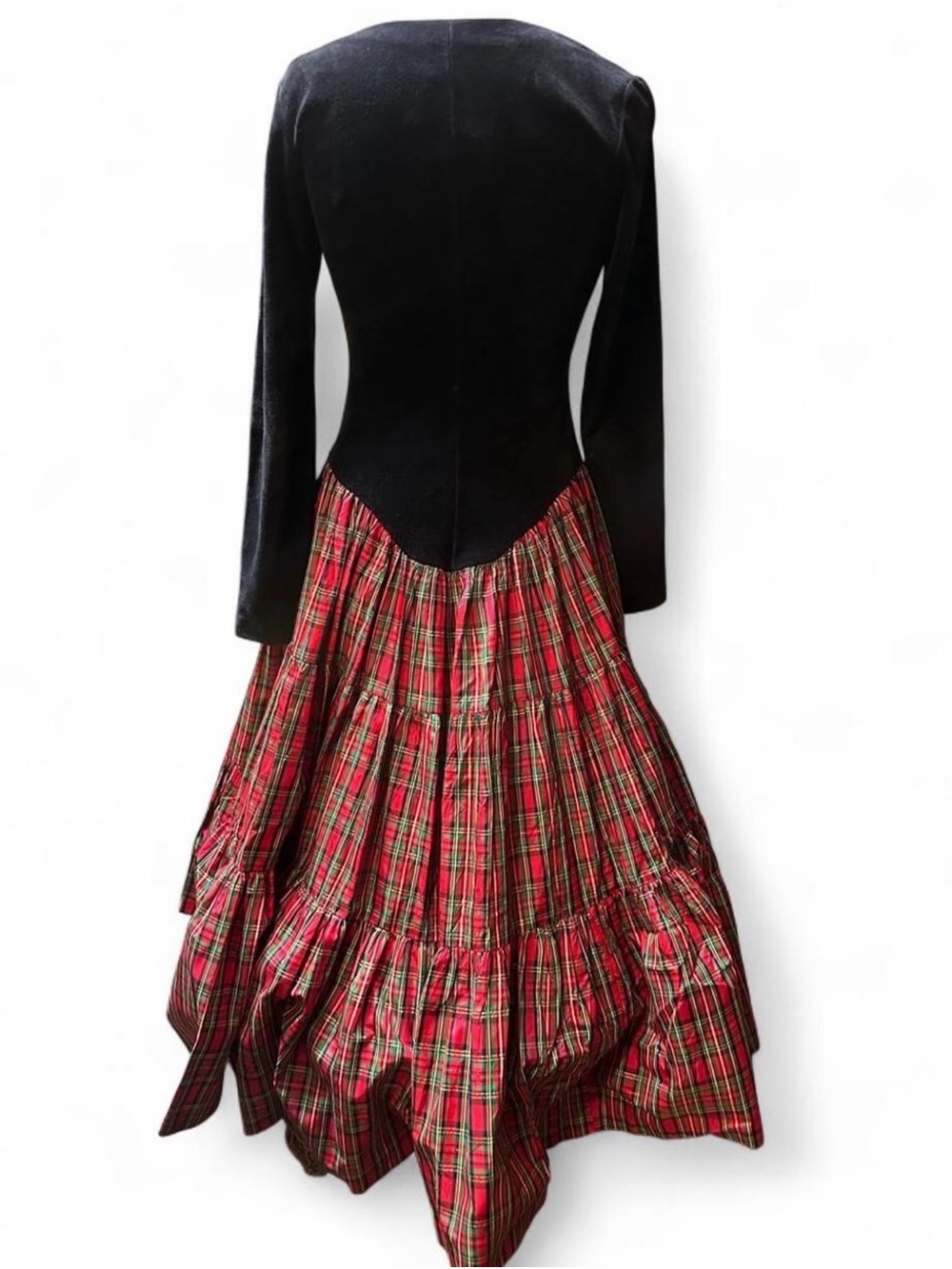 Betsey Johnson Black Lace-Up Bodice Red Tartan Skirt Dress - Picture 6 of 10